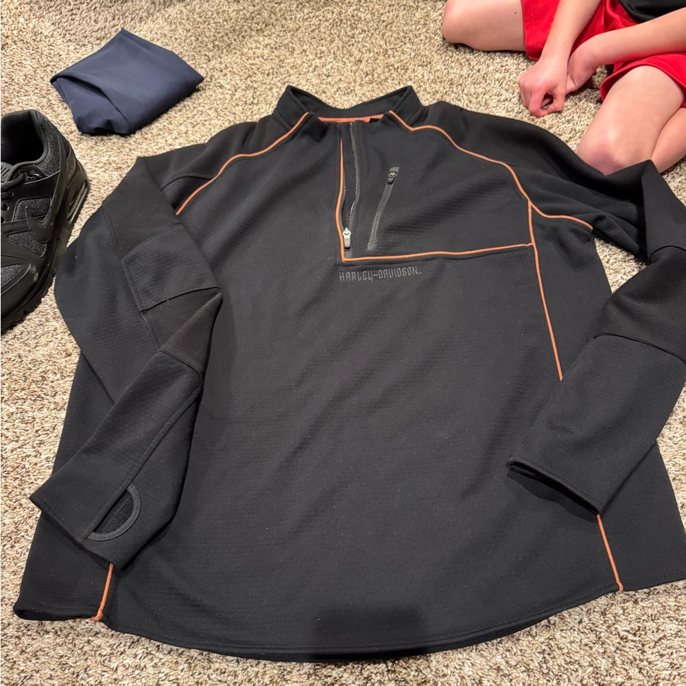 Harley-Davidson Black Pullover with Orange Accents